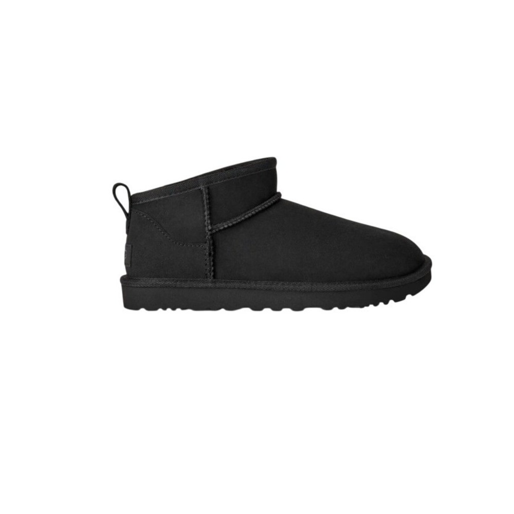 UGGS Classic Ultra Mini Boots Black Suede Sherpa Lined 7